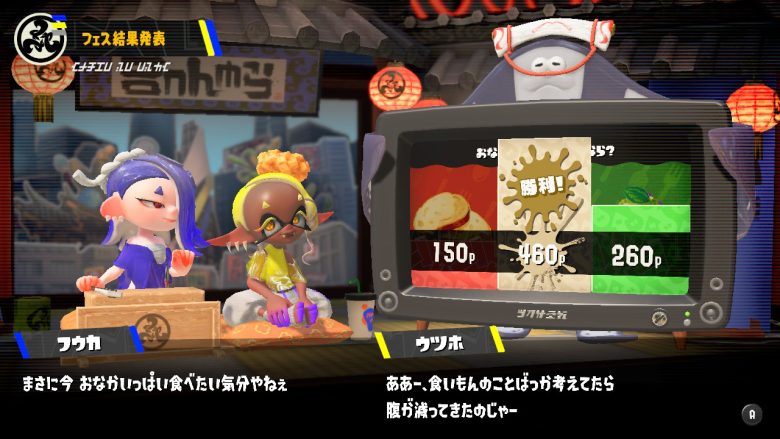 スプラトゥーン3おなかいっぱい食べるならフェス結果